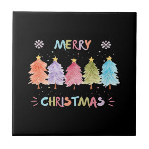 Frohe Weihnachten Bunte Bäume Essential Fliese