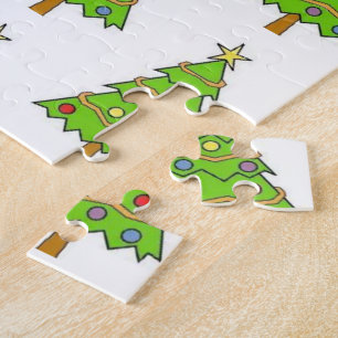 Frohe Weihnachten Bunte Helle Grüne Tanne  Puzzle