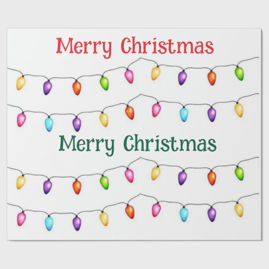 Frohe Weihnachten Bunte Lichter Geschenkpapier (Flach)