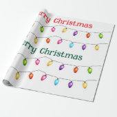 Frohe Weihnachten Bunte Lichter Geschenkpapier (Ungerollt)