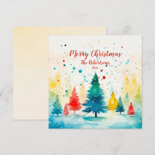 "Frohe Weihnachten" Bunte Tannen Feiertagskarte