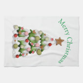 Frohe Weihnachten bunter Schnee Weihnachtsbaum Geschirrtuch (Horizontal)