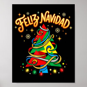 Frohe Weihnachten Bunter Spanischer Weihnachtsbaum Poster