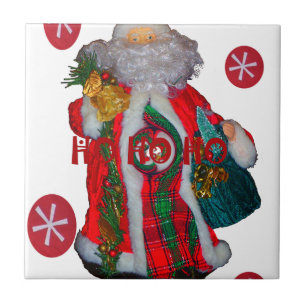 Frohe Weihnachten Bunter Weihnachtsmann Kunst Druc Fliese