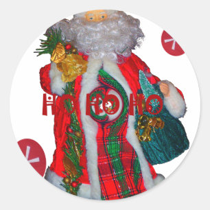 Frohe Weihnachten Bunter Weihnachtsmann Kunst Druc Runder Aufkleber