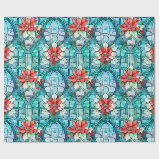 "Frohe Weihnachten!" Buntglas Geschenkpapier (Flach)