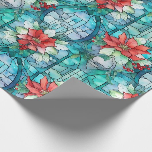 "Frohe Weihnachten!" Buntglas Geschenkpapier (Ecke)