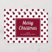 Frohe Weihnachten Burgundy Red Polka Dots Postkarte (Vorne/Hinten)