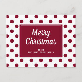 Frohe Weihnachten Burgundy Red Polka Dots Postkarte