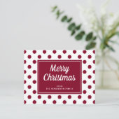Frohe Weihnachten Burgundy Red Polka Dots Postkarte (Stehend Vorderseite)