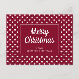 Frohe Weihnachten Burgundy Red White Stars Postkarte