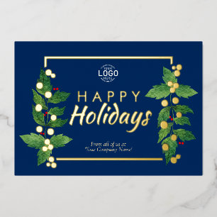 Frohe Weihnachten Business Blue Echtgoldfolie Kart Folieneinladung