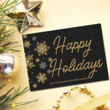 Frohe Weihnachten Business Schwarz Gold Schneefloc