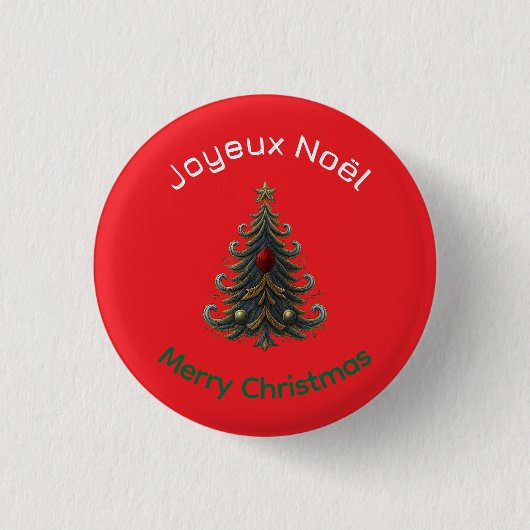 Frohe Weihnachten Button - Joyeux Noel (Vorderseite)