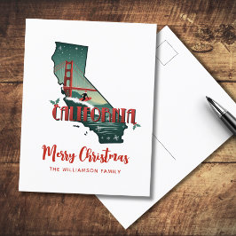 Frohe Weihnachten California Staat Holiday Postcar