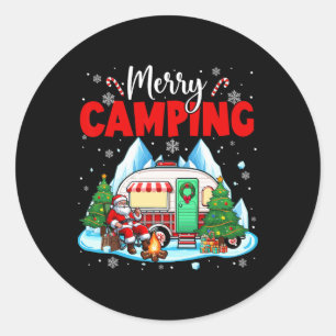 Frohe Weihnachten Camping Weihnachtsmann Outdoor S Runder Aufkleber