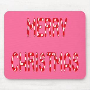 Frohe Weihnachten Candy Cane Schrift Mousepad