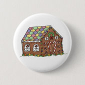 Frohe Weihnachten Candy Gingerbread House Holiday Button (Vorderseite)