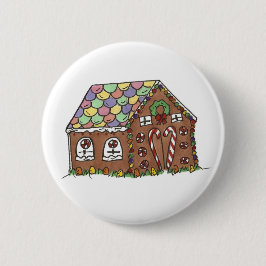 Frohe Weihnachten Candy Gingerbread House Holiday Button