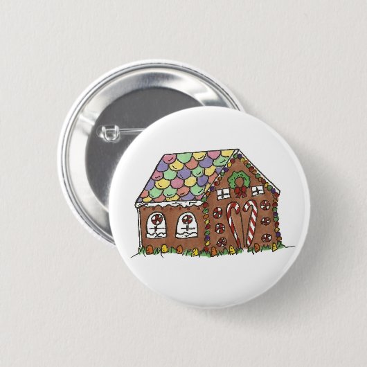 Frohe Weihnachten Candy Gingerbread House Holiday Button (Vorne & Hinten)
