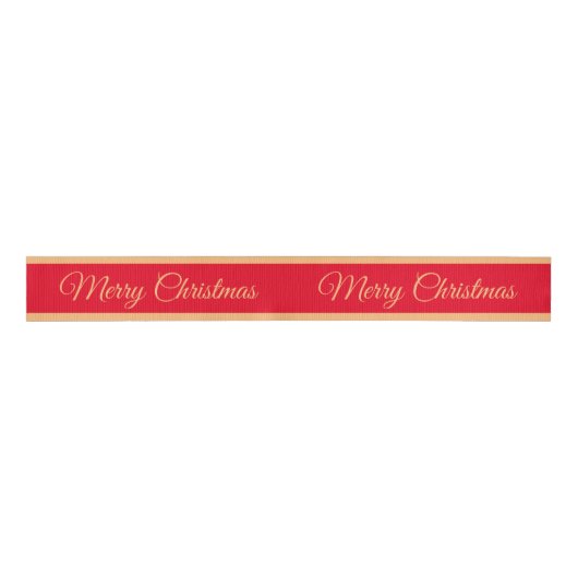 Frohe Weihnachten & Candy Stripe Ribbon Rot/Gold Ripsband (Vorderseite)