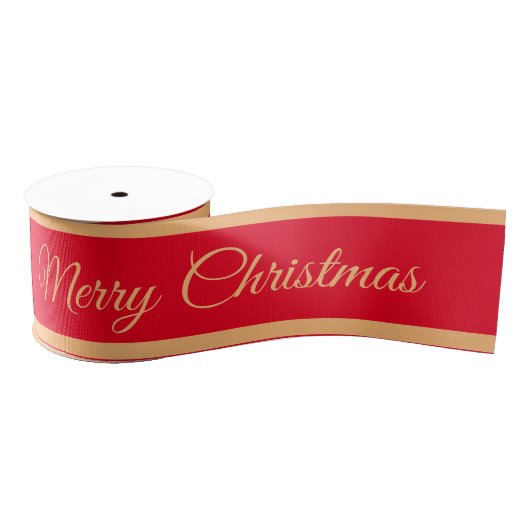 Frohe Weihnachten & Candy Stripe Ribbon Rot/Gold Ripsband (Spule)