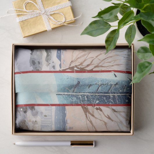 Frohe Weihnachten Cape Cod House Schneebaume Seidenpapier (Geschenk)