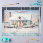 Frohe Weihnachten Cape Cod House Schneebaume Seidenpapier (Basteln)
