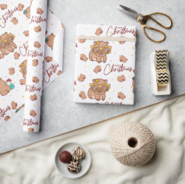 Frohe Weihnachten Capybara Geschenkpapier