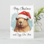 Frohe Weihnachten Capybara Karte (Stehend Vorderseite)