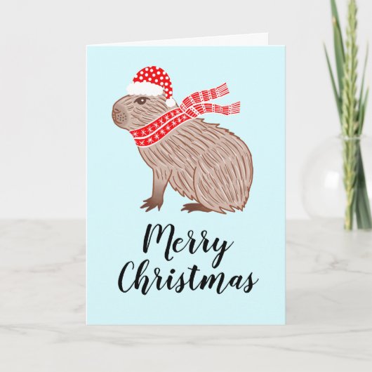 Frohe Weihnachten Capybara Urlaub Grußkarte (Vorderseite)