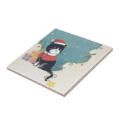 Frohe Weihnachten: Cat Illustration Art Fliese (Seite)