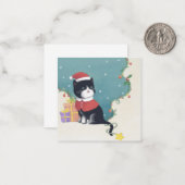 Frohe Weihnachten: Cat Illustration Art Mitteilungskarte (Vorderseite/Rückseite Beispiel)