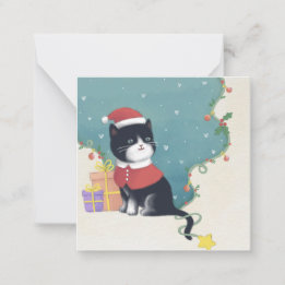 Frohe Weihnachten: Cat Illustration Art Mitteilungskarte