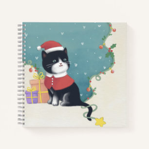 Frohe Weihnachten: Cat Illustration Art Notizblock