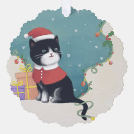 Frohe Weihnachten: Cat Illustration Art Ornament Karte