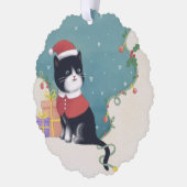 Frohe Weihnachten: Cat Illustration Art Ornament Karte (Links)