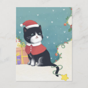 Frohe Weihnachten: Cat Illustration Art Postkarte