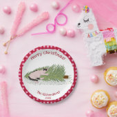 Frohe Weihnachten! Cat vs Tree Red Gingham Pappteller (Party)