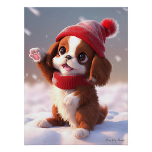 Frohe Weihnachten, Cavalier King Charles Spaniel D Poster