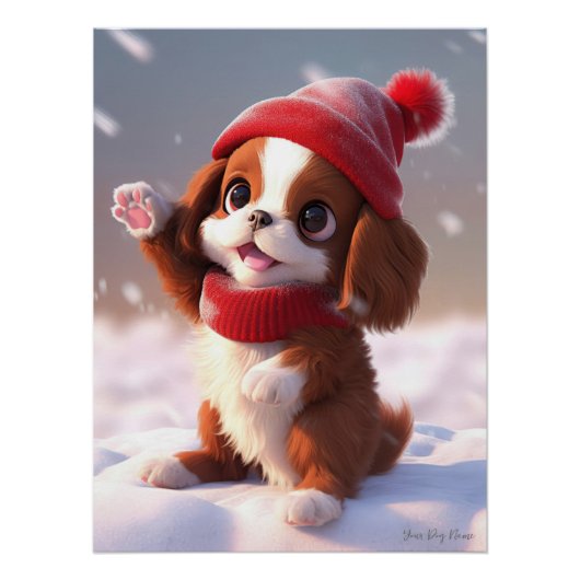 Frohe Weihnachten, Cavalier King Charles Spaniel D Poster (Vorderseite)