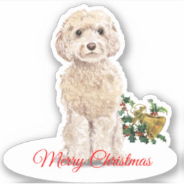Frohe Weihnachten Champagne Cockapo Custom-Cut Vin Aufkleber