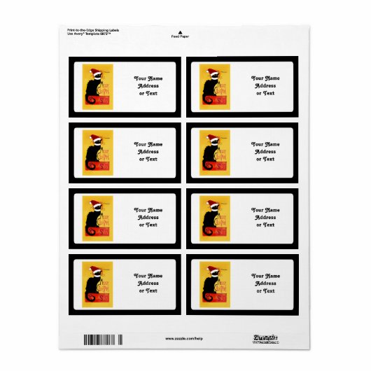 Frohe Weihnachten - Chat Noir Adressaufkleber (Vorne)