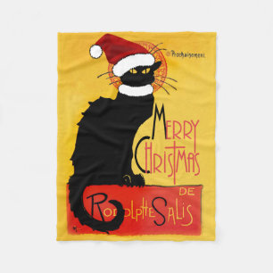 Frohe Weihnachten - Chat Noir Fleecedecke