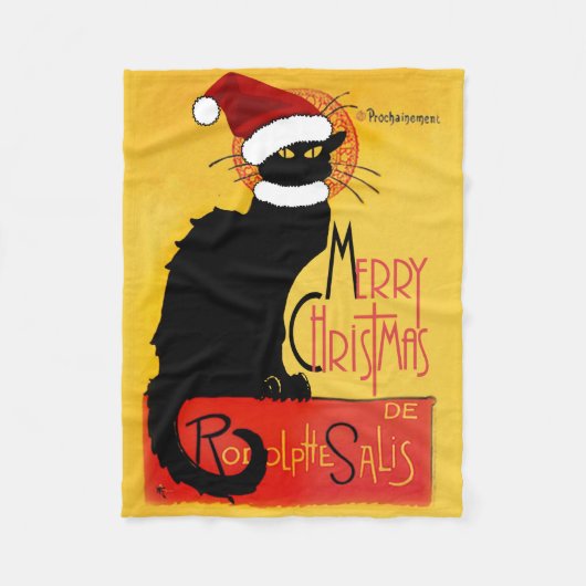 Frohe Weihnachten - Chat Noir Fleecedecke (Vorderseite)