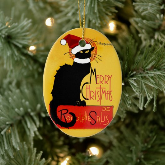 Frohe Weihnachten - Chat Noir Keramik Ornament (Baum)