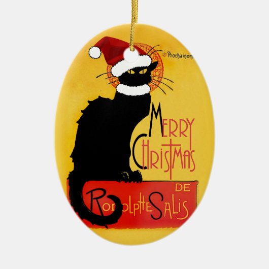Frohe Weihnachten - Chat Noir Keramik Ornament (Vorne)