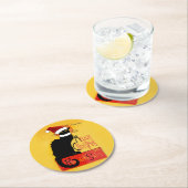 Frohe Weihnachten - Chat Noir Runder Pappuntersetzer (Vor Ort)