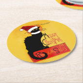 Frohe Weihnachten - Chat Noir Runder Pappuntersetzer (Angewinkelt)