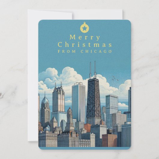 Frohe Weihnachten Chicago Foto Flat Holiday Card (Vorderseite)